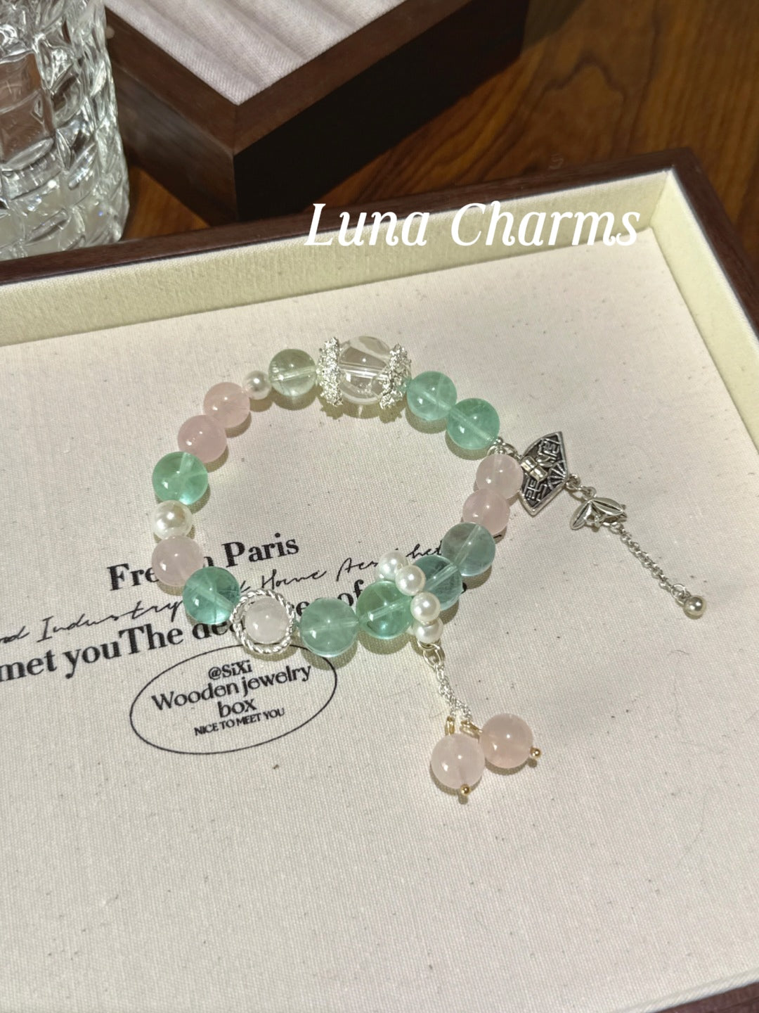 Green Fluorite x Rose Quartz x Azeztulite Bracelet