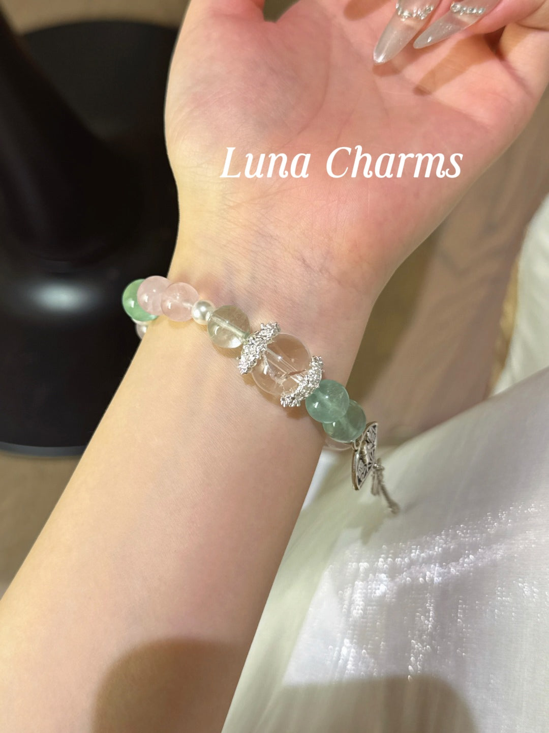 Green Fluorite x Rose Quartz x Azeztulite Bracelet